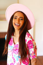 Load image into Gallery viewer, Pink Felt Hard Rim Fedora Hat