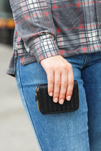 Load image into Gallery viewer, Think It Over Black Woven Vegan Accordion Zipper Cardholder