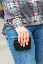 Load image into Gallery viewer, Think It Over Black Woven Vegan Accordion Zipper Cardholder
