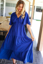 Load image into Gallery viewer, Live For Today Royal Blue Elastic V Neck Tiered Maxi Dress