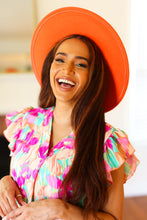 Load image into Gallery viewer, Orange Felt Hard Rim Fedora Hat