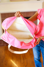 Load image into Gallery viewer, Pink & Turquoise "BLESSED" Embroidered Duffel Bag