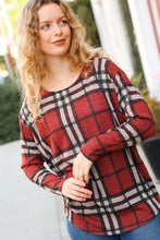 Load image into Gallery viewer, Perfectly You Red Plaid Boat Neck Long Sleeve Top
