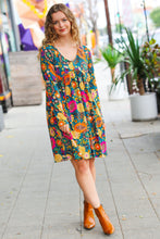 Load image into Gallery viewer, All About It Teal Vibrant Floral Pocketed Dress