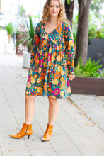 Load image into Gallery viewer, All About It Teal Vibrant Floral Pocketed Dress
