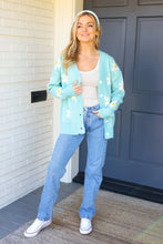 Load image into Gallery viewer, All For Love Mint Daisy Print Button Down Knit Cardigan