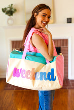 Load image into Gallery viewer, Turquoise "Weekend" Embroidered Duffle Bag