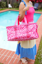 Load image into Gallery viewer, Hot Pink Animal Print Collapsible Canvas Strap Tote