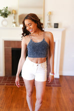 Load image into Gallery viewer, Ash Black Ribbed Double Strap Brami Top