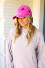 Load image into Gallery viewer, Fuchsia Glitter Star Distressed Baseball Cap