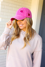 Load image into Gallery viewer, Fuchsia Glitter Star Distressed Baseball Cap
