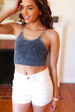 Load image into Gallery viewer, Ash Black Ribbed Double Strap Brami Top