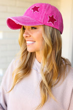 Load image into Gallery viewer, Fuchsia Glitter Star Distressed Baseball Cap