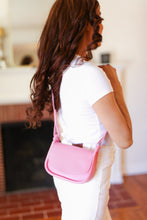 Load image into Gallery viewer, Pink Flap Magnetic Snap Closure Structured Crossbody Bag