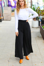 Load image into Gallery viewer, Relaxed Fun Black Smocked Waist Palazzo Pants