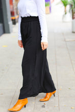 Load image into Gallery viewer, Relaxed Fun Black Smocked Waist Palazzo Pants