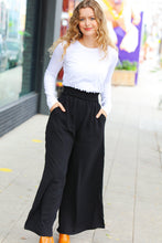 Load image into Gallery viewer, Relaxed Fun Black Smocked Waist Palazzo Pants