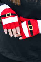 Load image into Gallery viewer, Santa Suit Fingerless Gloves with Convertible Mittens