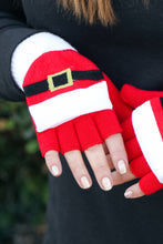Load image into Gallery viewer, Santa Suit Fingerless Gloves with Convertible Mittens