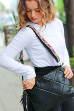 Load image into Gallery viewer, Black Designer Strap Quilted Crossbody Faux Leather Bag