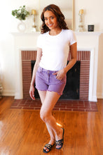Load image into Gallery viewer, Violet Acid Wash Denim Frayed Hem Shorts