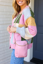 Load image into Gallery viewer, Pink Vegan Leather Two Pocket Mini Cross Body
