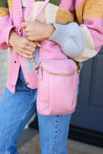 Load image into Gallery viewer, Pink Vegan Leather Two Pocket Mini Cross Body