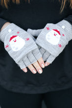 Load image into Gallery viewer, Grey Santa Claus Fingerless Gloves with Convertible Mittens