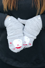 Load image into Gallery viewer, Grey Santa Claus Fingerless Gloves with Convertible Mittens
