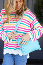 Load image into Gallery viewer, Sky Blue Canvas Designer Strap Frayed Edge Crossbody