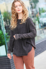 Load image into Gallery viewer, Ash Black Mineral Wash Baby Waffle Oversized Cut Edge Top