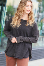 Load image into Gallery viewer, Ash Black Mineral Wash Baby Waffle Oversized Cut Edge Top
