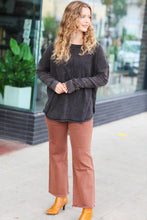Load image into Gallery viewer, Ash Black Mineral Wash Baby Waffle Oversized Cut Edge Top