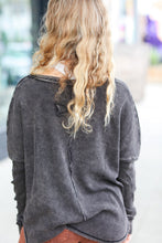 Load image into Gallery viewer, Ash Black Mineral Wash Baby Waffle Oversized Cut Edge Top
