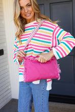 Load image into Gallery viewer, Magenta Canvas Designer Strap Frayed Edge Crossbody