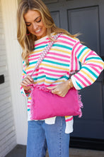 Load image into Gallery viewer, Magenta Canvas Designer Strap Frayed Edge Crossbody