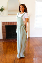Load image into Gallery viewer, Move On Over Sage Wide Leg Suspender Overall Jumpsuit
