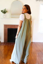 Load image into Gallery viewer, Move On Over Sage Wide Leg Suspender Overall Jumpsuit