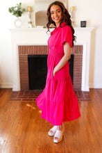 Load image into Gallery viewer, Hello Beautiful Fuchsia Fit & Flare Smocked Waist Maxi Dress