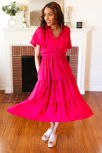 Load image into Gallery viewer, Hello Beautiful Fuchsia Fit & Flare Smocked Waist Maxi Dress