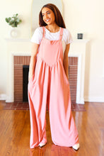 Load image into Gallery viewer, Move On Over Coral Wide Leg Suspender Overall Jumpsuit