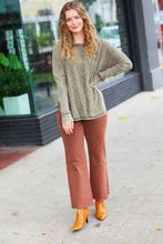 Load image into Gallery viewer, All In A Day Olive Mineral Wash Waffle Oversized Cut Edge Top