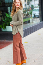 Load image into Gallery viewer, All In A Day Olive Mineral Wash Waffle Oversized Cut Edge Top
