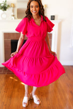 Load image into Gallery viewer, Hello Beautiful Fuchsia Fit & Flare Smocked Waist Maxi Dress