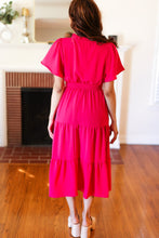 Load image into Gallery viewer, Hello Beautiful Fuchsia Fit & Flare Smocked Waist Maxi Dress