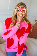 Load image into Gallery viewer, Cupid's Arrow Pink & Red Heart Jacquard Sweater