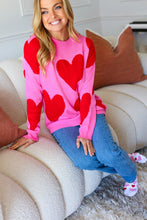 Load image into Gallery viewer, Cupid's Arrow Pink & Red Heart Jacquard Sweater