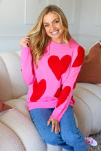 Load image into Gallery viewer, Cupid's Arrow Pink & Red Heart Jacquard Sweater