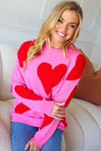 Load image into Gallery viewer, Cupid's Arrow Pink & Red Heart Jacquard Sweater
