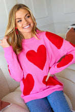 Load image into Gallery viewer, Cupid's Arrow Pink & Red Heart Jacquard Sweater